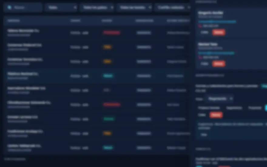 Captura desenfocada de la ficha de una empresa en la aplicación Fertaro. Empresa y datos ficticios.